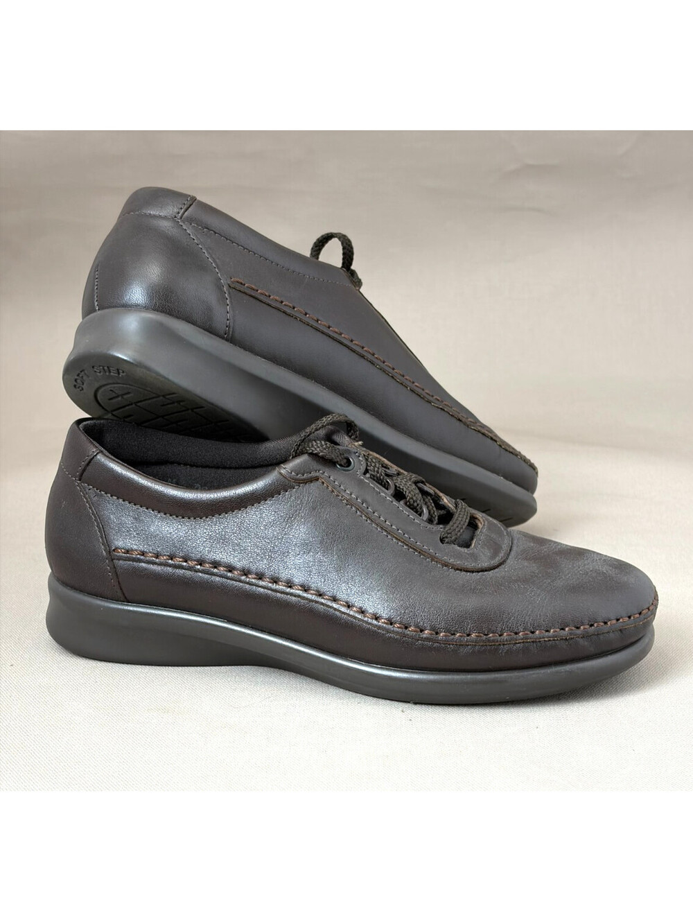SAS Free Time Womens 6.5 M Brown Leather Comfort Walking Shoes Made in USA
